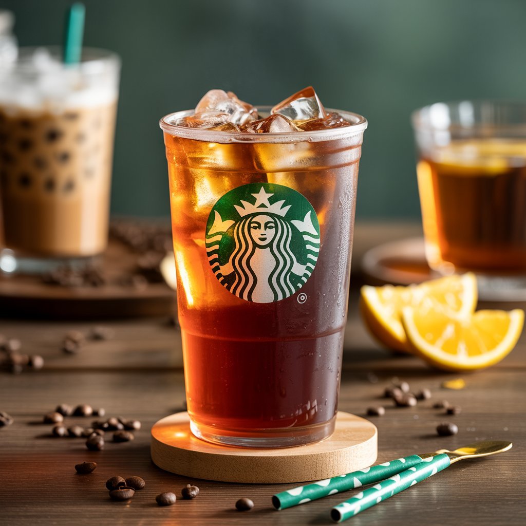 Bright pink Iced Passion Tango Tea over ice in clear cup