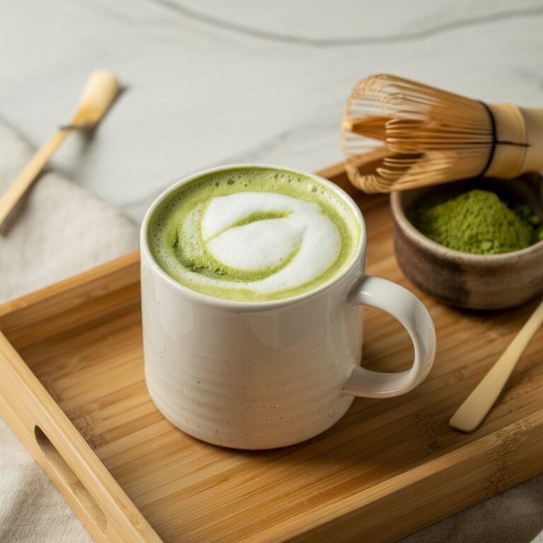 Matcha Green Tea Latte showcasing vibrant green foam art