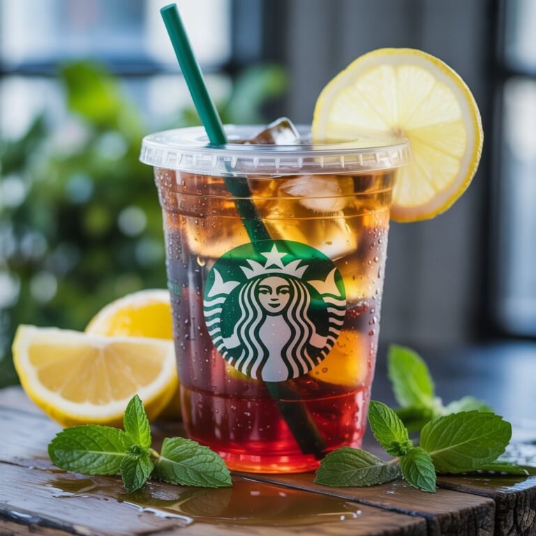 Iced Black Tea Lemonade with golden hue and ice