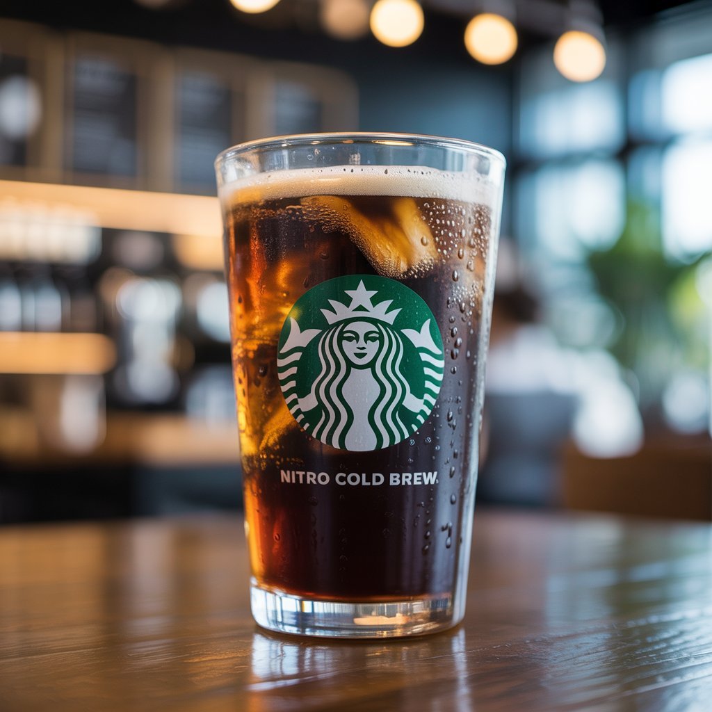 Nitro Cold Brew with creamy cascading foam in glass