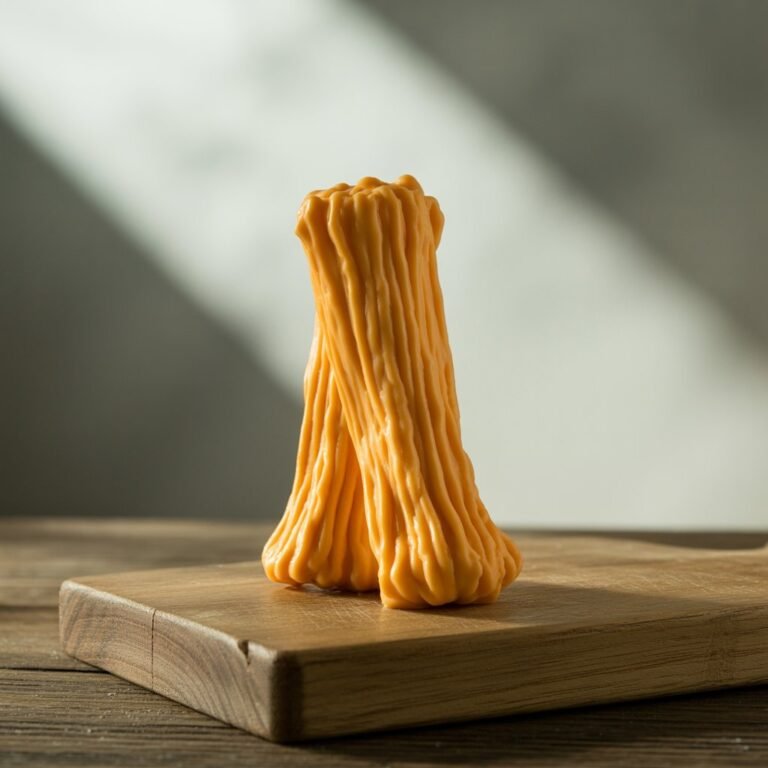 Single mozzarella string cheese stick partially peeled