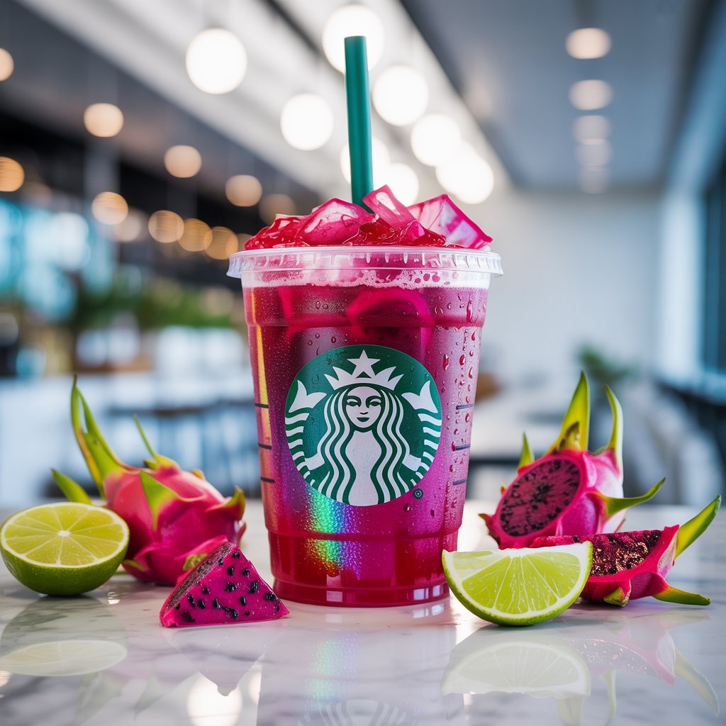 Dragon Drink creamy coconut-based pink beverage with dragonfruit specks