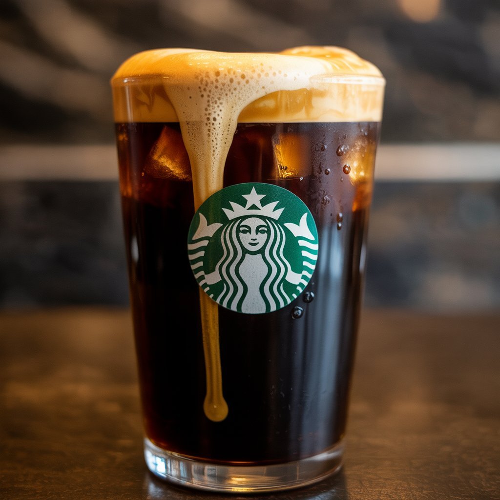 Cold brew topped with golden olive-oil-infused cold foam