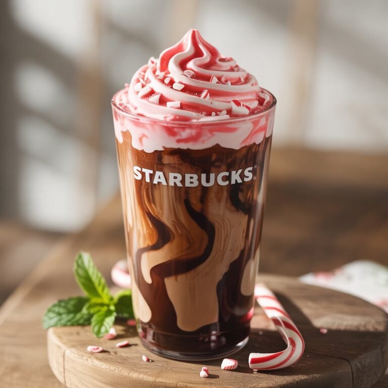 Peppermint Mocha with whipped cream and chocolate curls