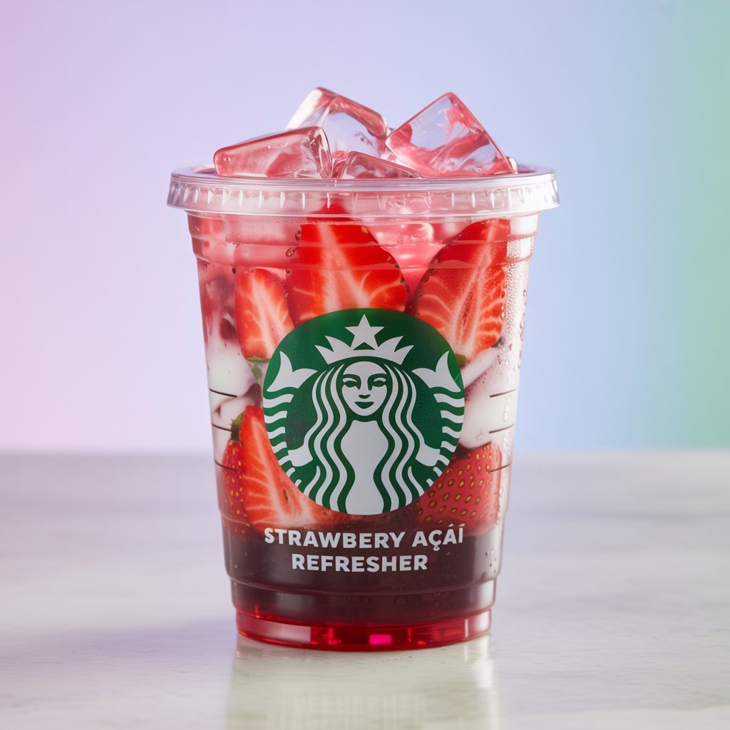 Strawberry Açaí Refresher with freeze-dried strawberry pieces
