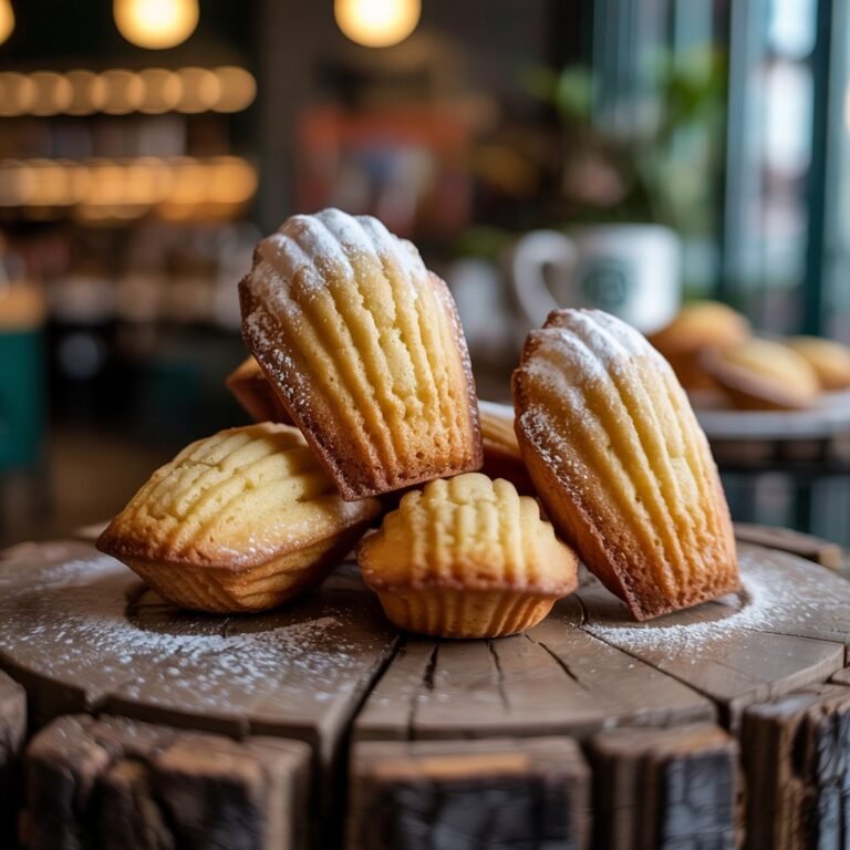 Three buttery madeleine cookies in clear bakery pouch